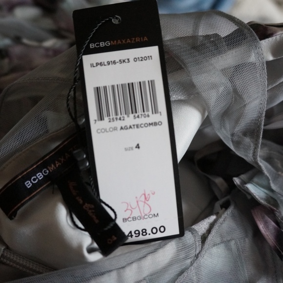 NWTBCBG Eva Silk Organza Ruffle Petal Dress 4 GRAY - Picture 7 of 7